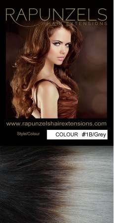 65 Gram 18" Hair Weave/Weft Colour #1B/Grey Dip Dye/Ombre (Half Head)